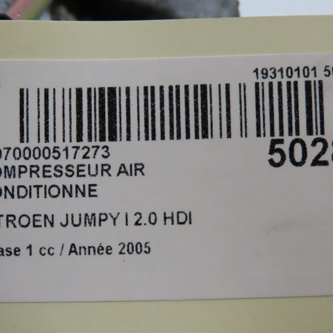 Compresseur air conditionne occasion CITROEN JUMPY I Phase 1 09-1995->12-2003 2.0 HDI 95ch 6453QV 7