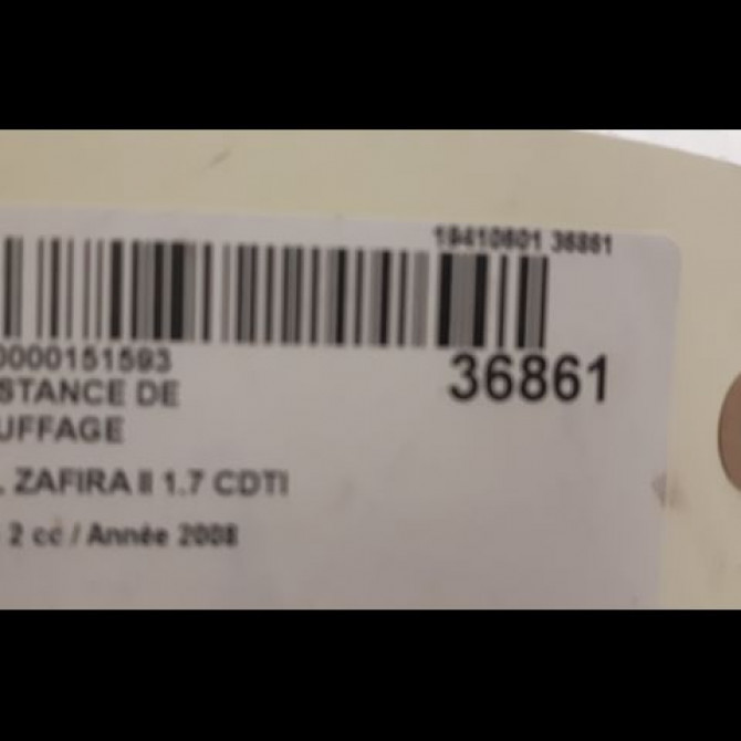 Resistance de chauffage occasion OPEL ZAFIRA II Phase 2 01-2008->12-2014 1.7 CDTI 125ch 93186261 3