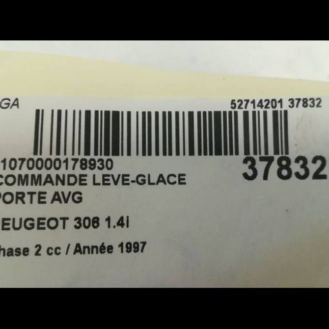 Commande lève-glace porte avant gauche occasion PEUGEOT 306 Phase 2 04-1997->03-2002 1.4i 6552RC 3