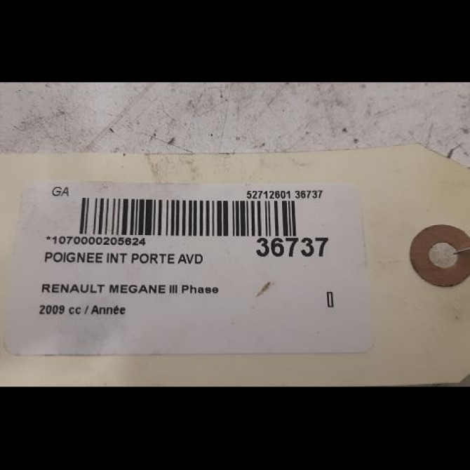 Poignee int porte avd occasion RENAULT MEGANE III Phase 1 11-2008->01-2012 826720001R 3