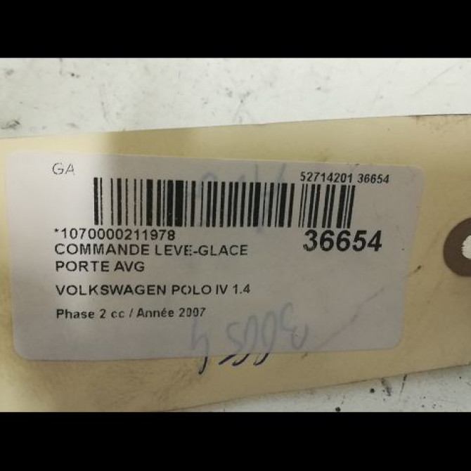 Commande lève-glace porte avant gauche occasion VOLKSWAGEN POLO IV Phase 2 05-2005->09-2009 1.4 TDI 80ch 3