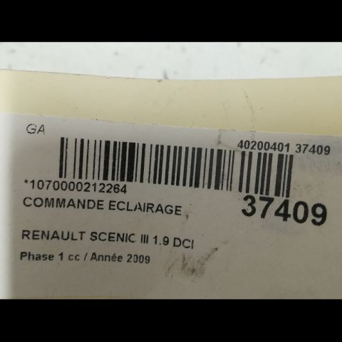 Commande eclairage occasion RENAULT SCENIC III Phase 1 04-2009->11-2011 1.9 DCI 130ch 255670019R 3