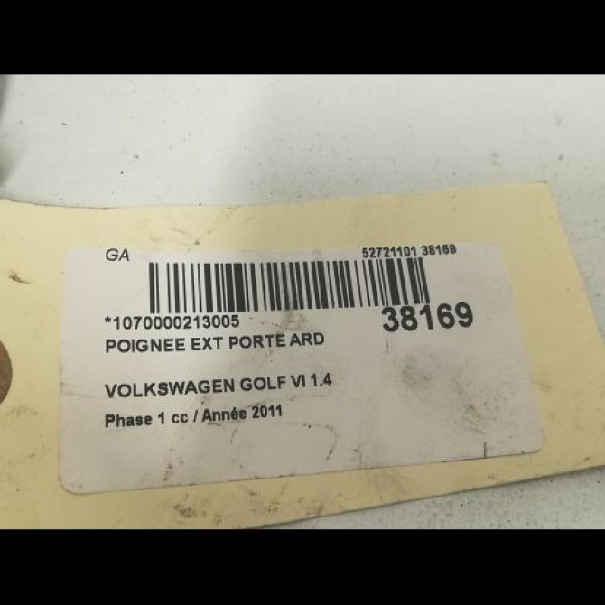 Poignee ext porte ard occasion VOLKSWAGEN GOLF VI Phase 1 10-2008->04-2013 1.4 TSI 16v 122ch 1K8837206FGRU 3