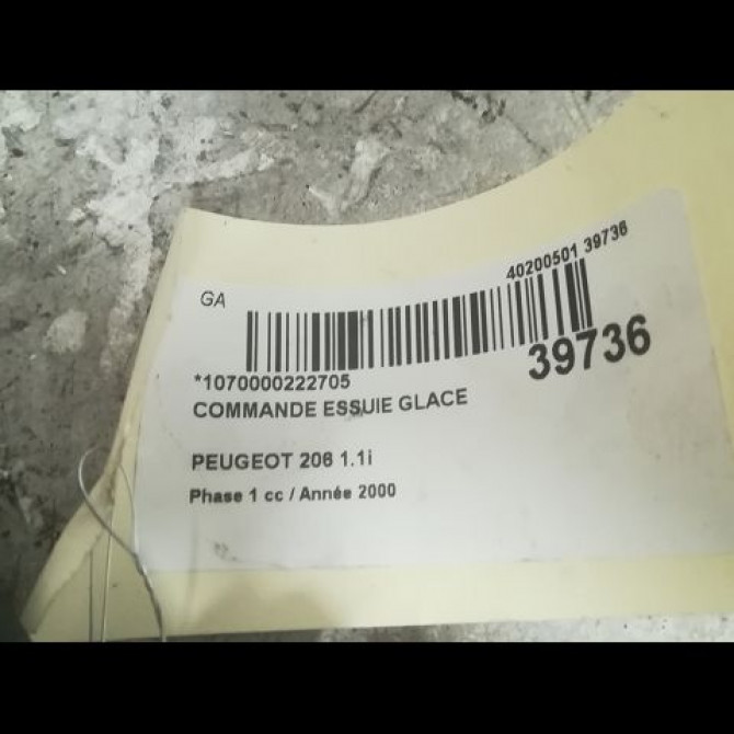 Commande essuie glace occasion PEUGEOT 206 Phase 1 09-1998->03-2009 1.1i 3