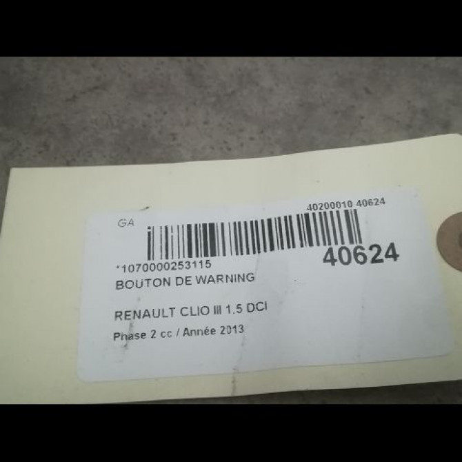 Bouton de warning occasion RENAULT CLIO III Phase 2 03-2009->12-2014 1.5 DCI 75ch 252103766R 3