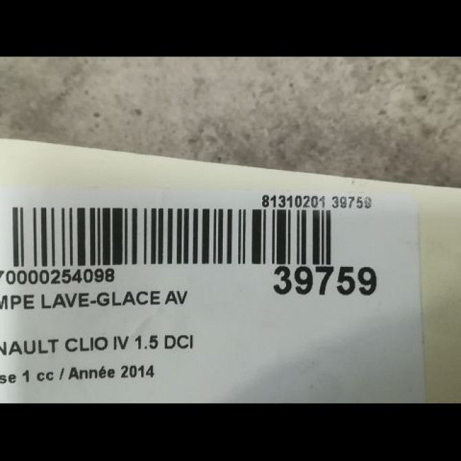 Pompe lave-glace avant occasion RENAULT CLIO IV Phase 1 07-2012->... 1.5 DCI 75ch 8200316568 2