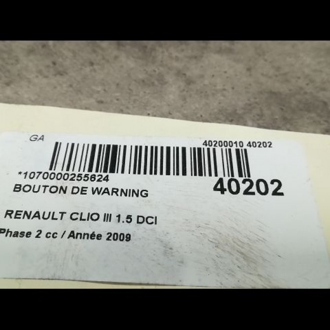 Bouton de warning occasion RENAULT CLIO III Phase 2 03-2009->12-2014 1.5 DCI 70ch 252103766R 3