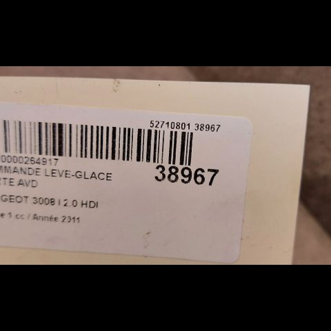 Commande lève-glace porte avant droite occasion PEUGEOT 3008 I Phase 1 04-2009->12-2013 2.0 HDI 150ch 6490X3 3