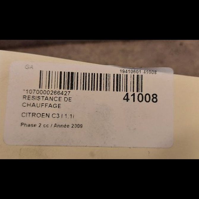 Resistance de chauffage occasion CITROEN C3 I Phase 2 10-2005->12-2010 1.1i 3