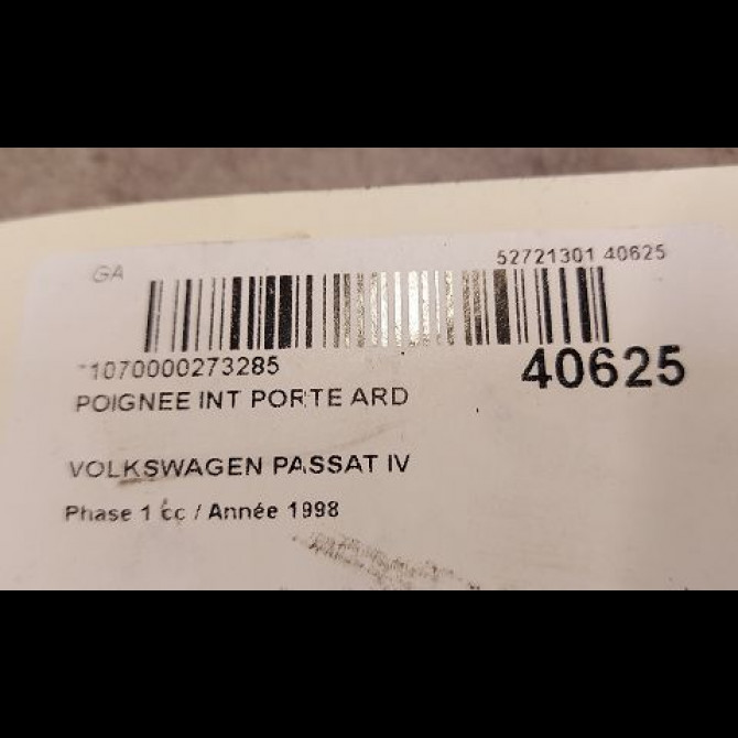 Poignee int porte ard occasion VOLKSWAGEN PASSAT IV Phase 1 10-1996->10-2000 1.9 TDI 110ch 3B0839114BD2AQ 2