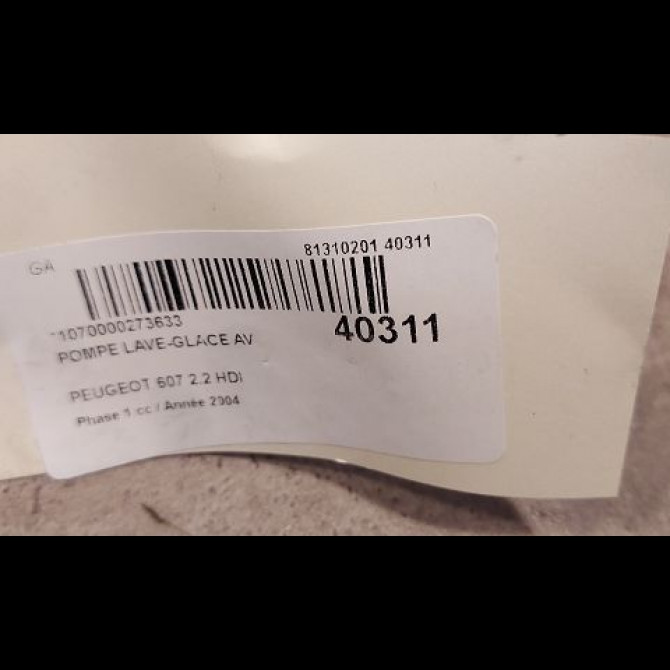 Pompe lave-glace avant occasion PEUGEOT 607 Phase 1 11-1999->09-2004 2.2 HDI 643476 3