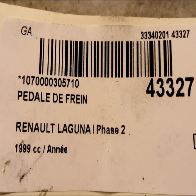 Pedale de frein occasion RENAULT LAGUNA I Phase 2 04-1998->11-2000 7701468011 2