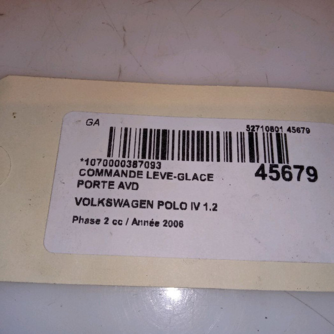 Commande lève-glace porte avant droite occasion VOLKSWAGEN POLO IV Phase 2 05-2005->09-2009 1.2 65ch 4