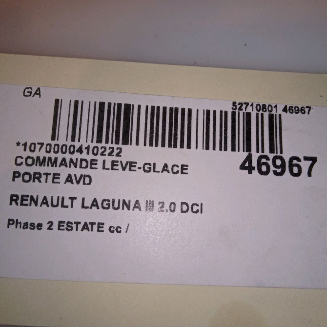 Commande lève-glace porte avant droite occasion RENAULT LAGUNA III Phase 1 04-1995->04-1999 2.0 DCI 130ch 4