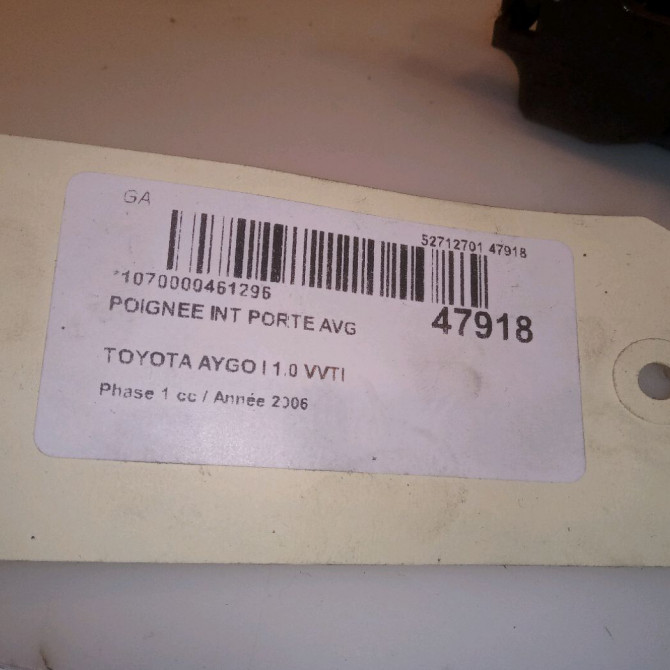 Poignee int porte avg occasion TOYOTA AYGO I Phase 1 06-2005->11-2009 1.0 VVTI 692060D060B2 5