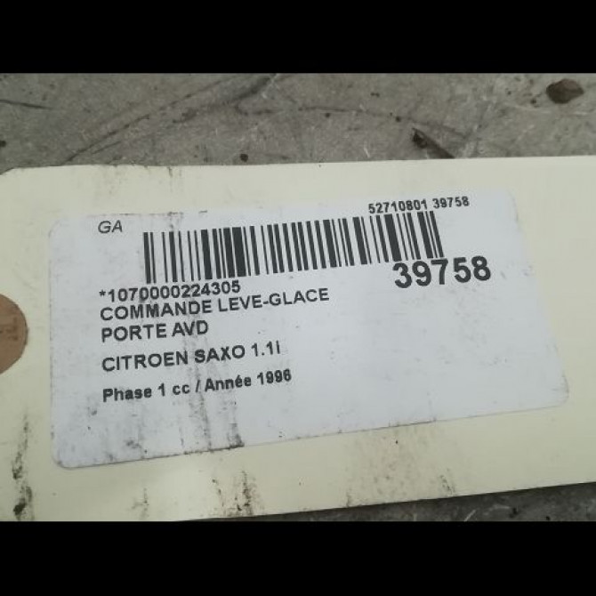 Commande lève-glace porte avant droite occasion CITROEN SAXO Phase 1 03-1996->09-1999 1.1i 6552AJ 3
