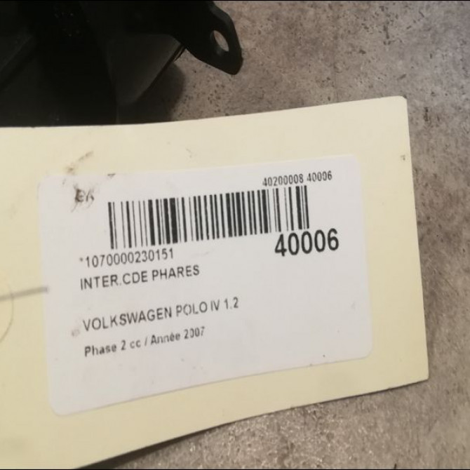 Interrupteur commande de phares occasion VOLKSWAGEN POLO IV Phase 2 05-2005->09-2009 1.2 60ch 6Q0953513F9B9 3