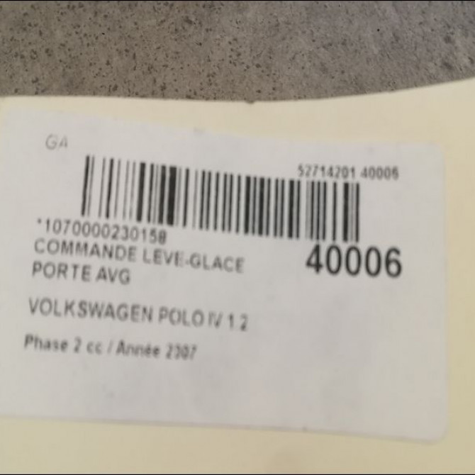 Commande lève-glace porte avant gauche occasion VOLKSWAGEN POLO IV Phase 2 05-2005->09-2009 1.2 60ch 2