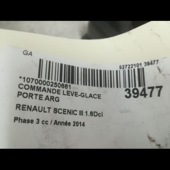 Commande leve-glace porte arrière gauche occasion RENAULT SCENIC III Phase 3 04-2013->... 1.6Dci 130ch 254010003R 3