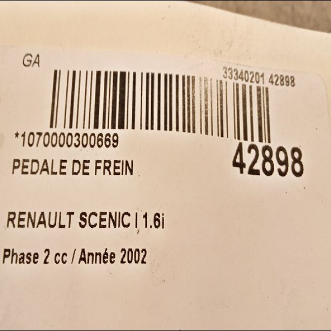 Pedale de frein occasion RENAULT SCENIC I Phase 2 08-1999->06-2003 1.6i 107ch 7700431118 3