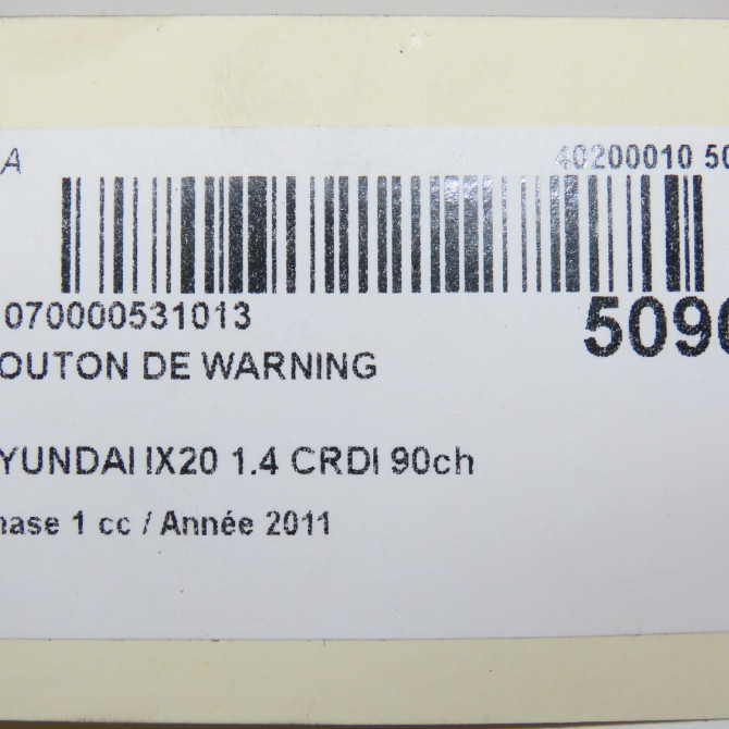 Bouton de warning occasion HYUNDAI IX20 Phase 1 10-2010->... 1.4 CRDI 90ch 5