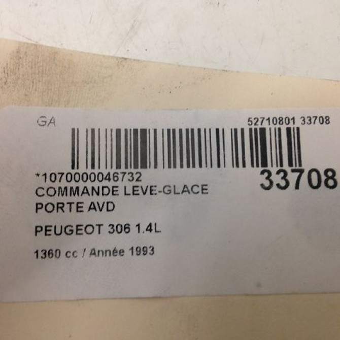 Commande lève-glace porte avant droite occasion PEUGEOT 306 Phase 1 09-1994->03-1997 1.4i 75ch 4