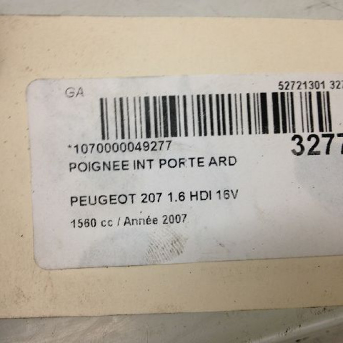 Poignee int porte ard occasion PEUGEOT 207 Phase 1 04-2006->06-2013 1.6 HDI 16v 90ch 9144A5 4