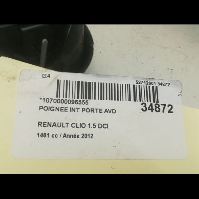 Poignee int porte avd occasion RENAULT CLIO III Phase 2 03-2009->12-2014 1.5 DCI 90ch 8200730863 3