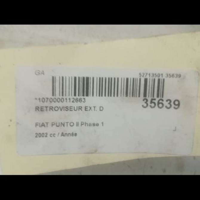 Retroviseur exterieur manuel droit occasion FIAT PUNTO II Phase 1 10-1999->05-2003 735380179 3