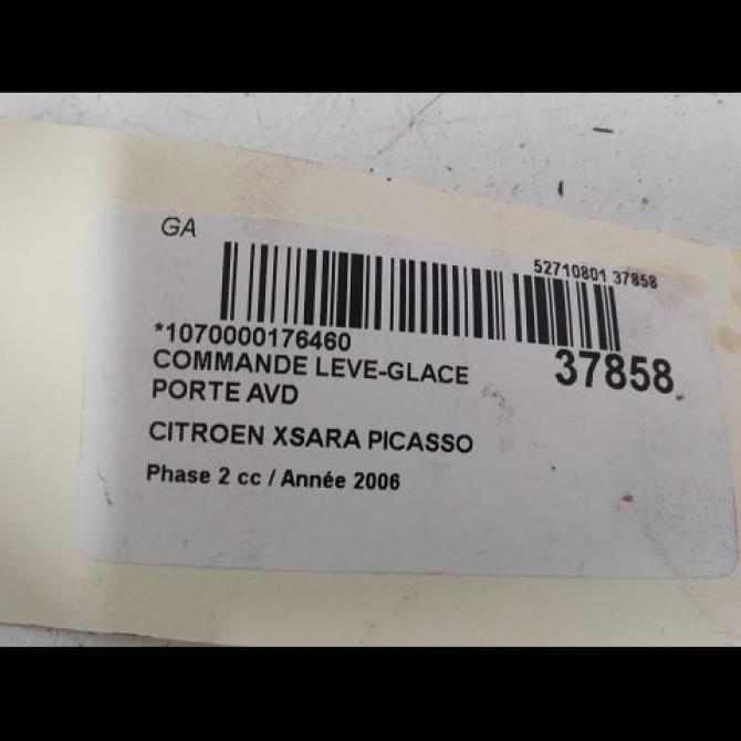 Commande lève-glace porte avant droite occasion CITROEN XSARA PICASSO Phase 2 02-2004->12-2010 1.6 HDI 110ch 3