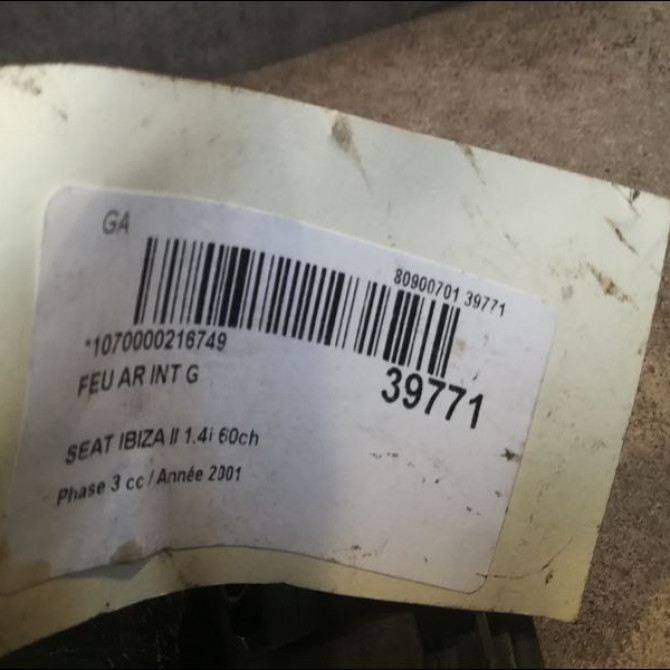 Feu arrière interieur gauche occasion SEAT IBIZA II Phase 3 09-1999->03-2002 1.4i 60ch 6K6945107C 3