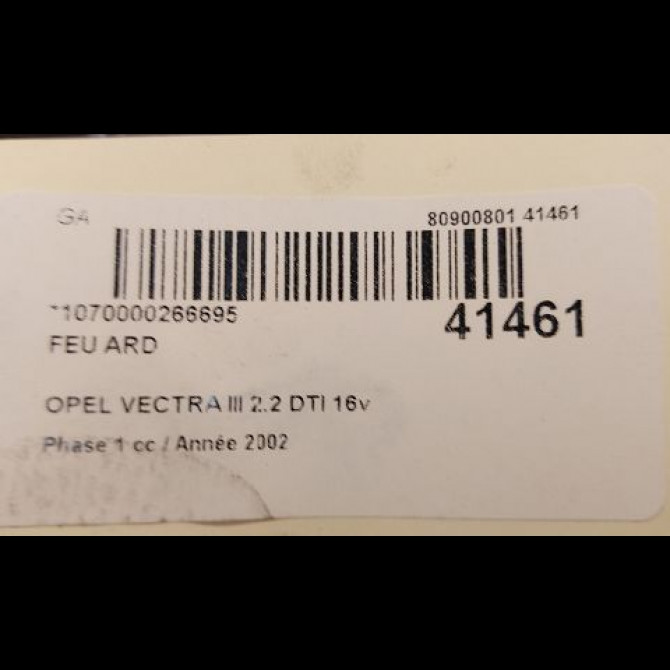 Feu arrière droit occasion OPEL VECTRA III Phase 1 06-2002->10-2005 2.2 DTI 16v 125ch 93174904 3