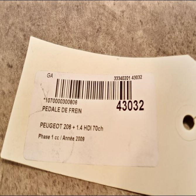 Pedale de frein occasion PEUGEOT 206 + Phase 1 03-2009->05-2013 1.4 HDI 70ch 4501T9 2