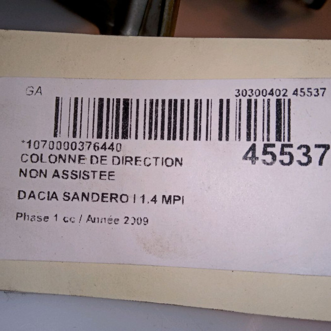 Colonne de direction non assistee occasion DACIA SANDERO I Phase 1 06-2008->10-2012 1.4 MPI 75ch 488106612R 4