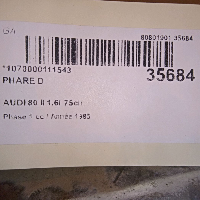 Phare droit occasion AUDI 146 Phase 1 04-1995->04-1999 1.6i 75ch 4