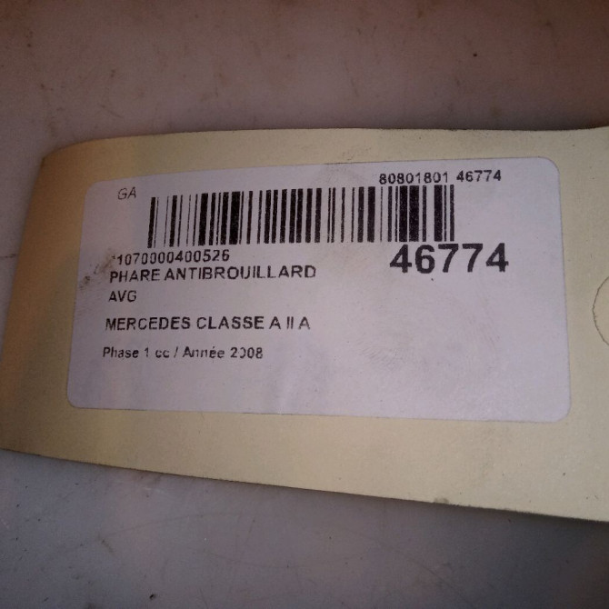 Phare antibrouillard avant gauche occasion MERCEDES CLASSE A II Phase 1 12-2004->04-2008 A 180 CDI 1698201556 5