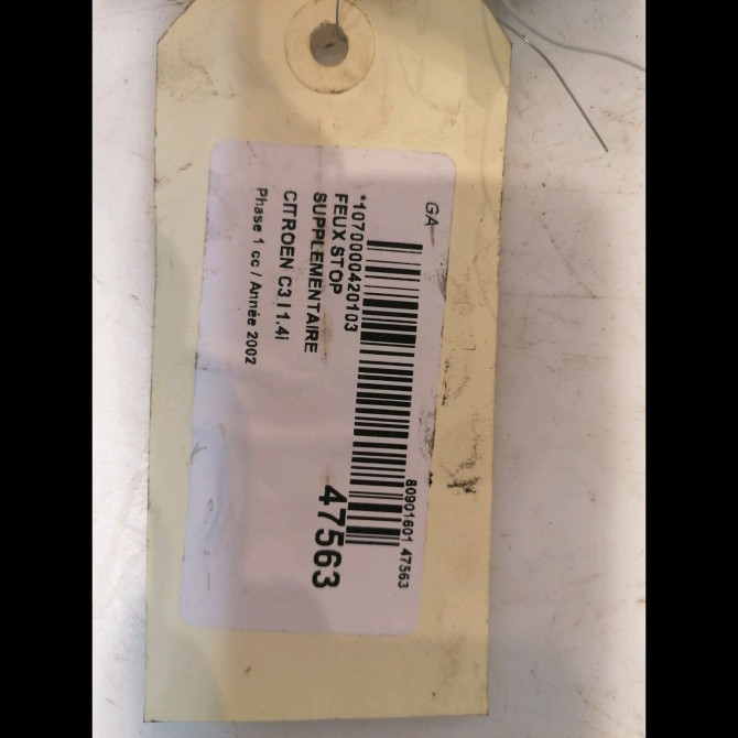 Feux stop supplementaire occasion CITROEN C3 I Phase 1 04-2002->10-2005 1.4i 6351Q2 4