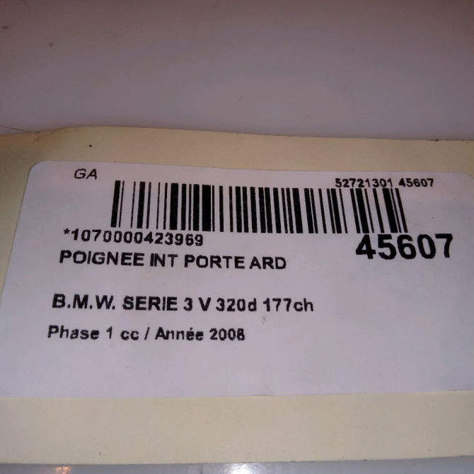 Poignee int porte ard occasion B.M.W. SERIE 3 V Phase 1 03-2005->09-2008 320d 177ch 51417144550 4