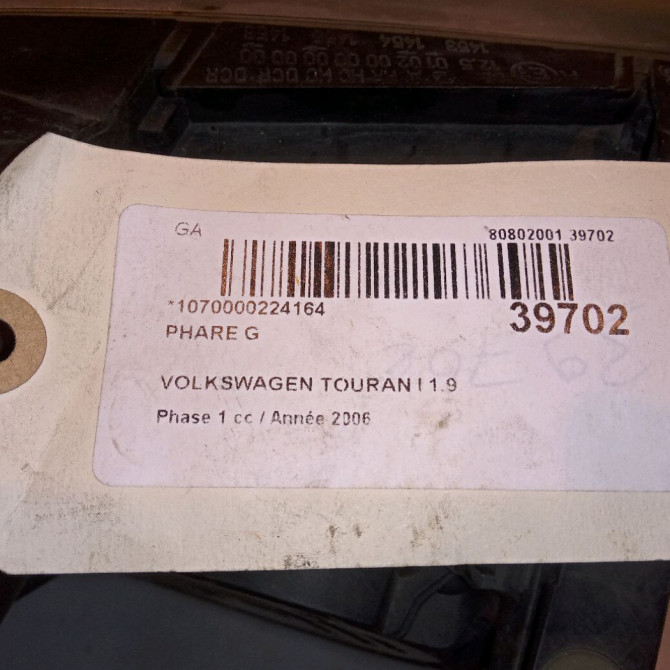 Phare gauche occasion VOLKSWAGEN TOURAN I Phase 1 03-2003->12-2006 1.9 TDI 105ch 1T0941005R 4