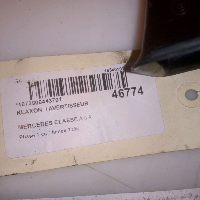 Klaxon  / avertisseur occasion MERCEDES CLASSE A II Phase 1 12-2004->04-2008 A 180 CDI 5