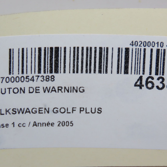 Bouton de warning occasion VOLKSWAGEN GOLF PLUS Phase 1 03-2005->03-2009 1.9 TDI 105ch 5M0953509B 5