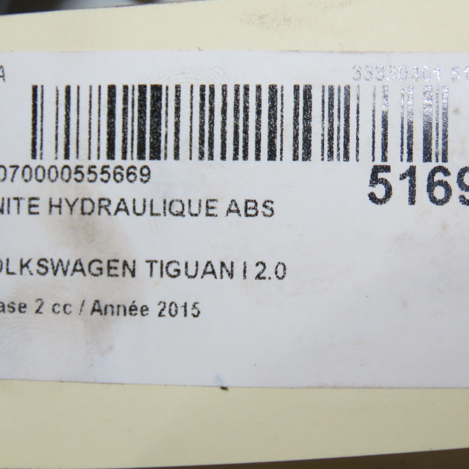 Unité hydraulique ABS occasion VOLKSWAGEN TIGUAN I TIGUAN I Phase 2 2011-04-01->2016-12-31 2.0 TDI 140ch 5N0614109CNBEF 6