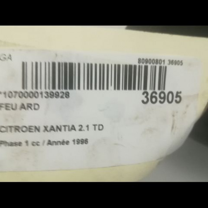 Feu arrière droit occasion CITROEN XANTIA Phase 1 03-1993->06-1998 2.1 TD 95668016 3