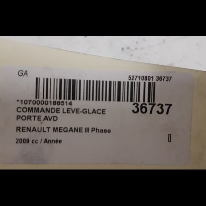 Commande lève-glace porte avant droite occasion RENAULT MEGANE III Phase 1 11-2008->01-2012 3