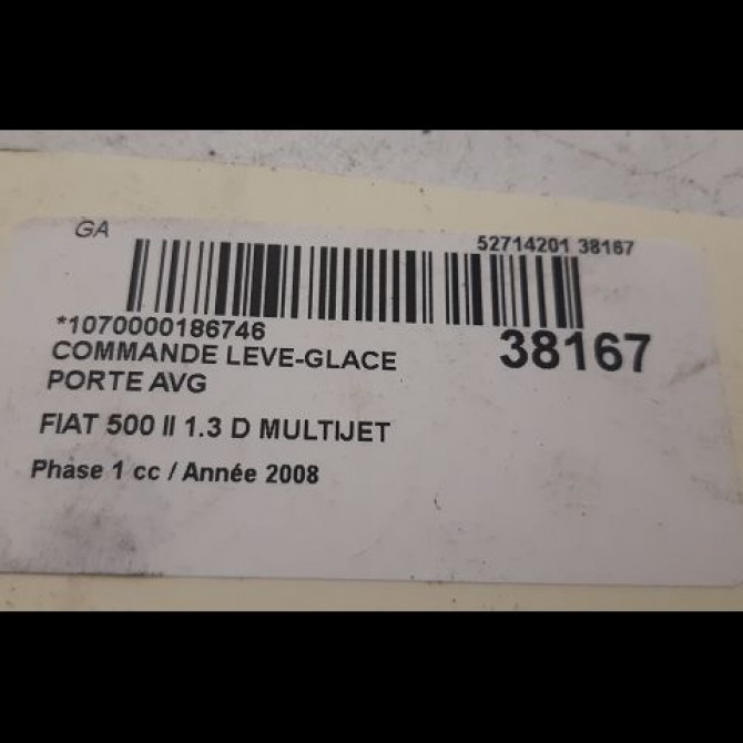 Commande lève-glace porte avant gauche occasion FIAT 500 II 500 II Phase 1 2007-07-01->2016-03-31 1.3 D MULTIJET 16v 75ch 735450601 3