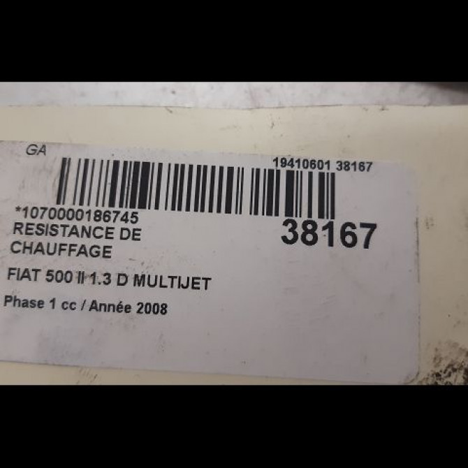Resistance de chauffage occasion FIAT 500 II 500 II Phase 1 2007-07-01->2016-03-31 1.3 D MULTIJET 16v 75ch 2