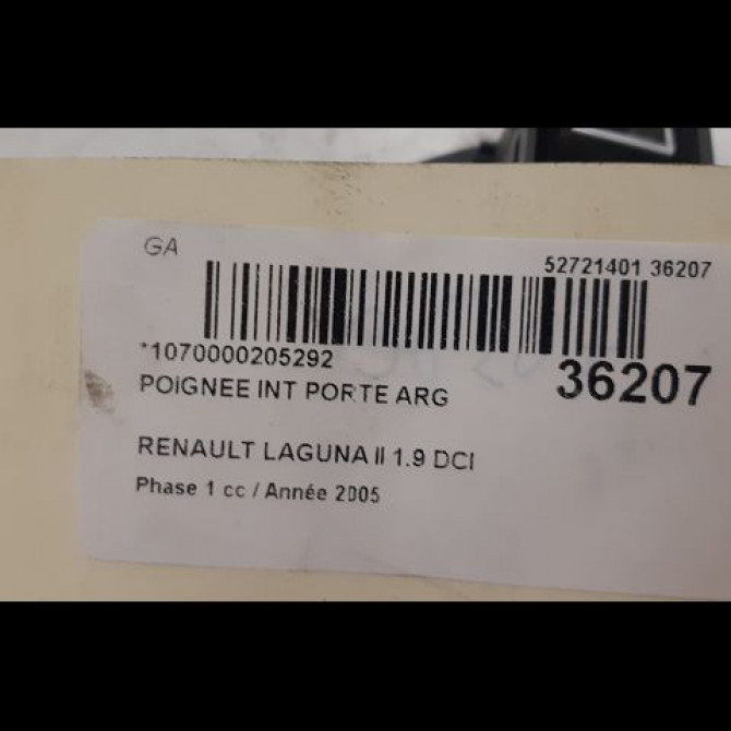 Poignee int porte arg occasion RENAULT LAGUNA II Phase 1 11-2000->03-2005 1.9 DCI 110ch 8200252360 3