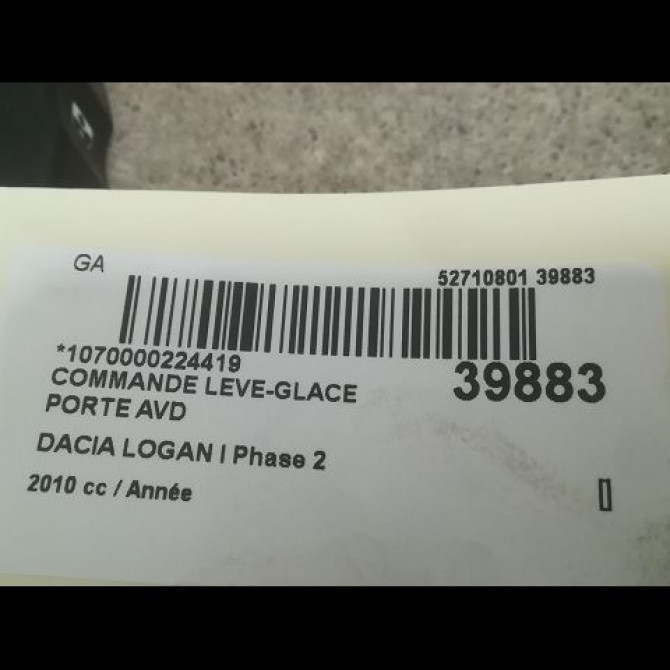 Commande lève-glace porte avant droite occasion DACIA LOGAN I Phase 2 07-2008->12-2012 1.5 DCI 70ch 3