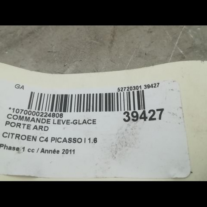Commande leve-glace porte arrière droite occasion CITROEN C4 PICASSO I Phase 1 01-2007->10-2013 1.6 e-HDI 8v 110ch 6554YJ 3