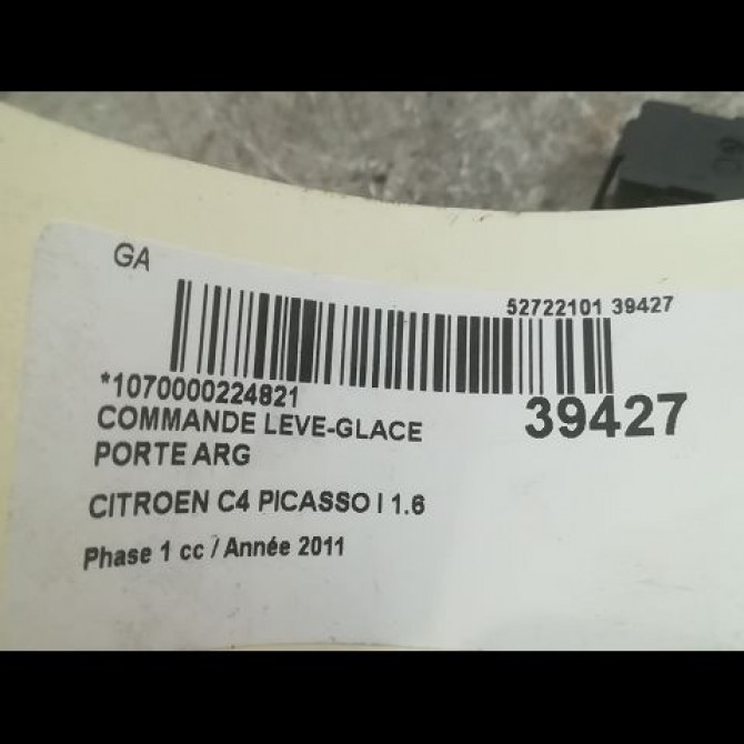Commande leve-glace porte arrière gauche occasion CITROEN C4 PICASSO I Phase 1 01-2007->10-2013 1.6 e-HDI 8v 110ch 6554YJ 3
